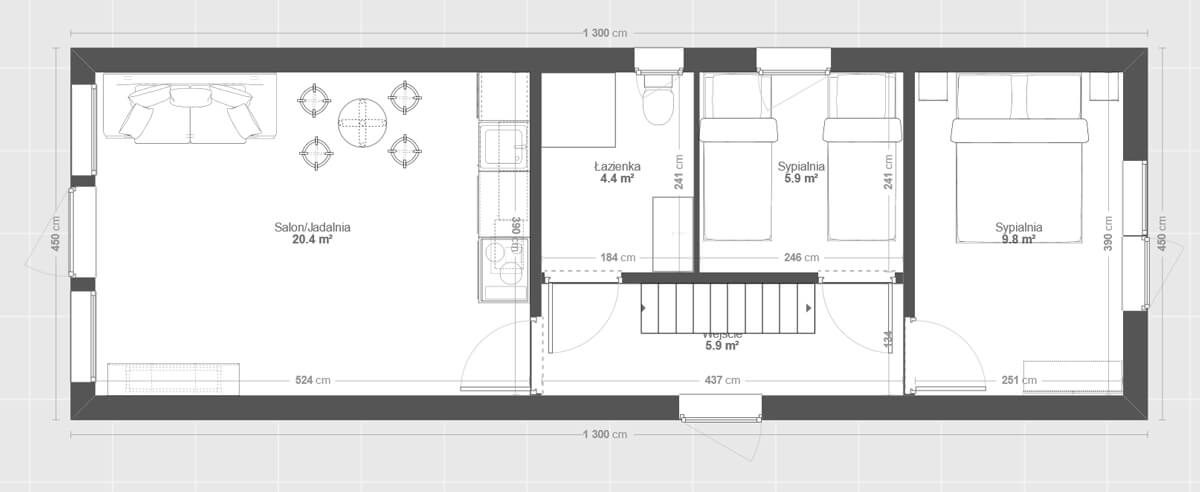 Grafika: dom mobilny saturn60 parter