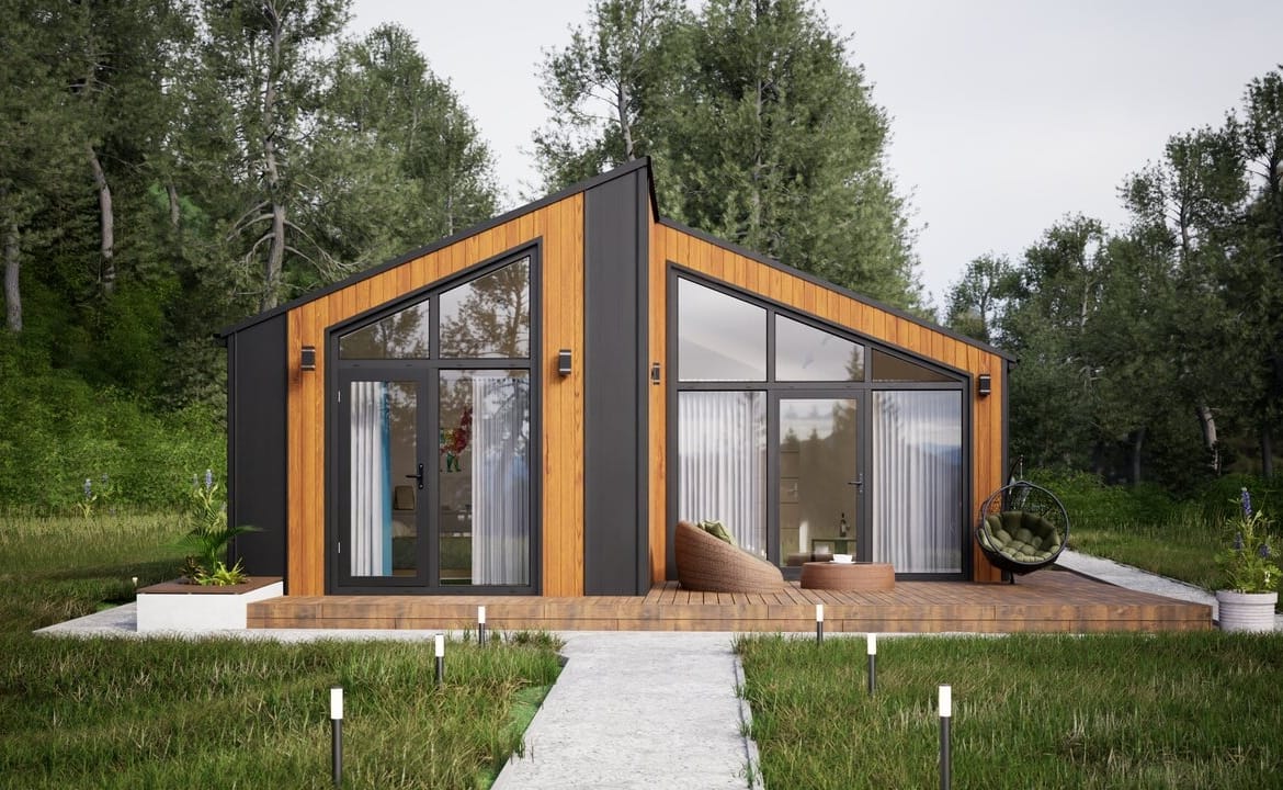 Grafika: dom modulowy caloroczny 88m2 jowisz 45